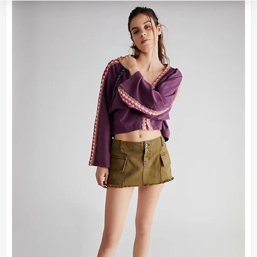 NWT‎ Free People Crocheted Boho Something Good Long Sleeve Top Cardigan